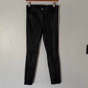 Theory Black Real Leather Skinny Pants